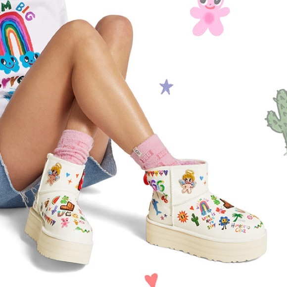 UGG Shoes - UGG Classic Mini Boot 'Humberto Cruz Pop Sketch' 1153065-WHT